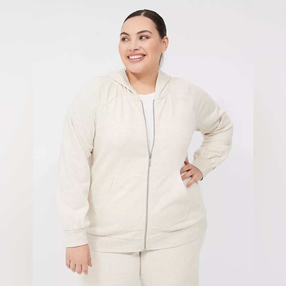 LIVI Lane Bryants Cream Grey Cotton Zip-Up Hoodie sz 18/20